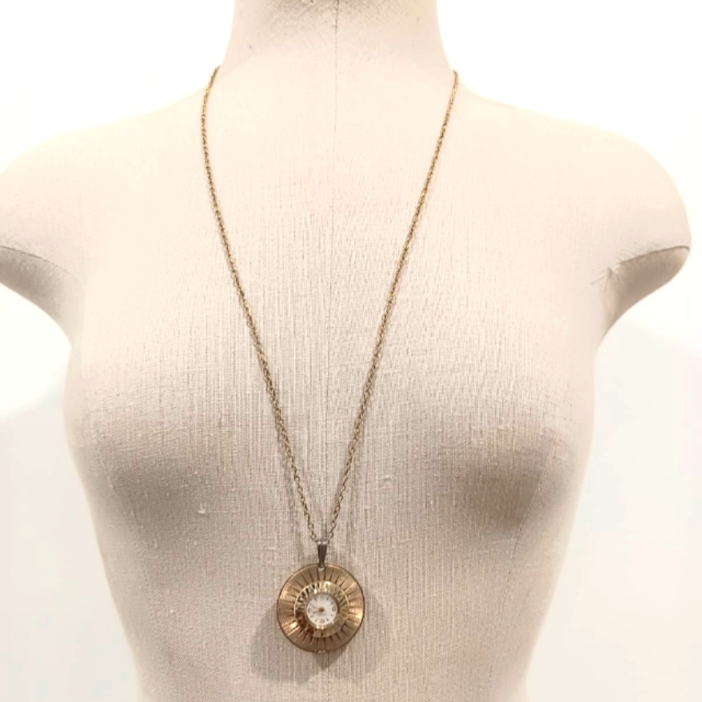 Vintage Caravelle by Bulova Watch Pendant Necklace